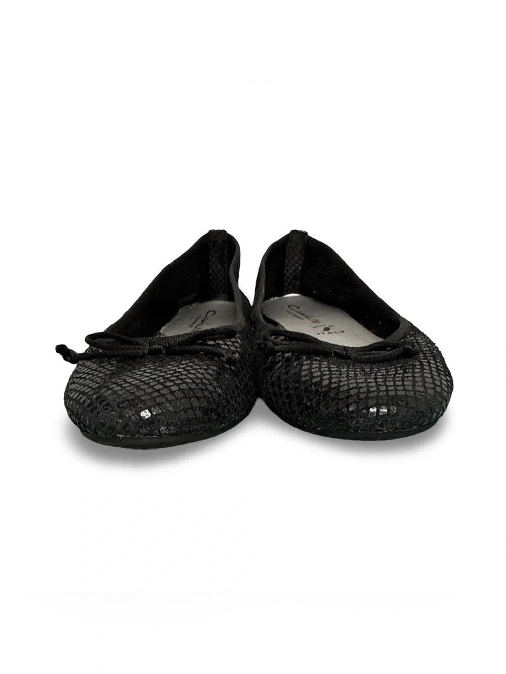 Italian Shoemaker Contesa Black Snake-Texture Leather Ballet Flat Women’s 7